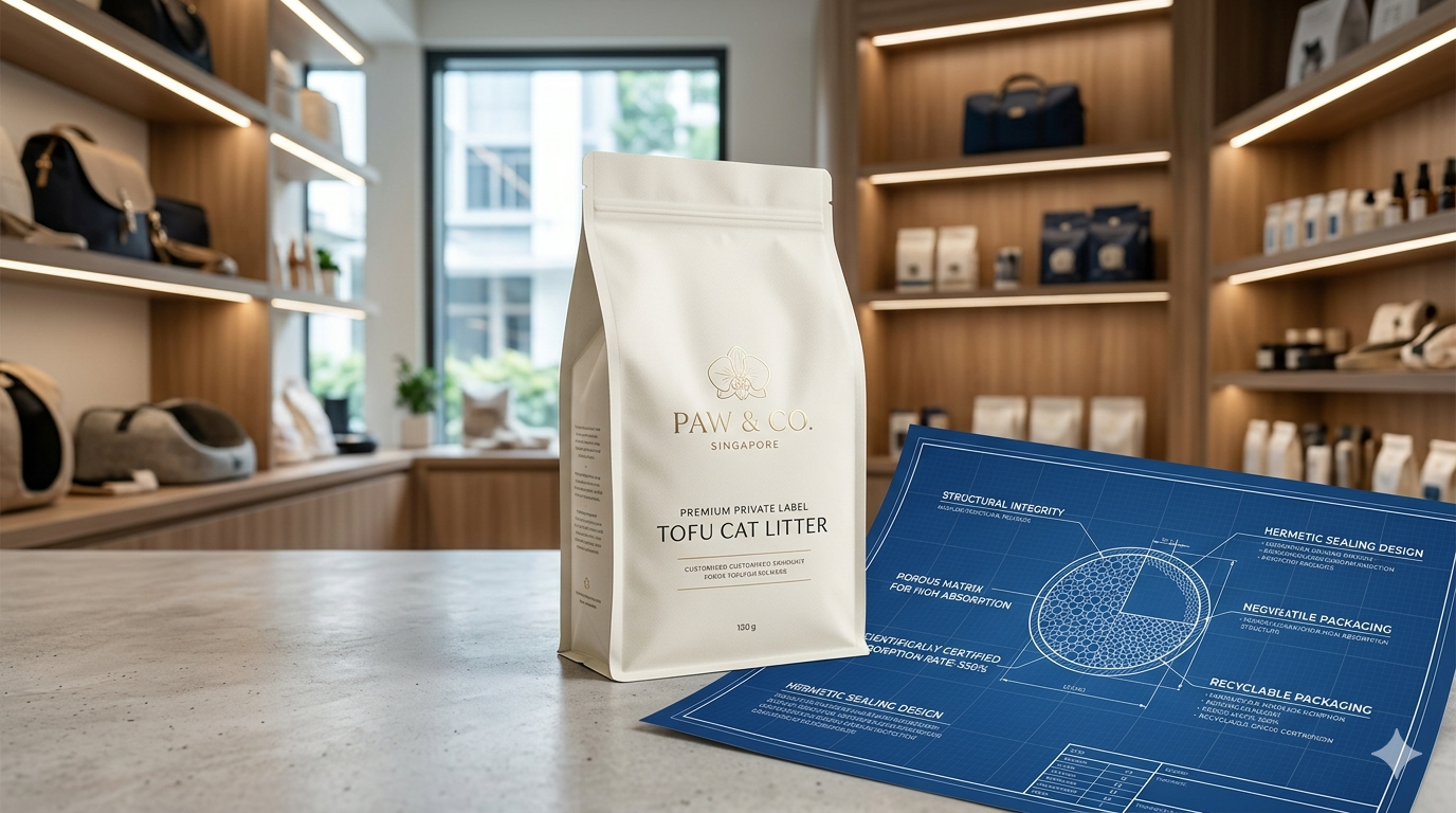Launching a premium private label OEM tofu cat litter brand for Singaporean pet boutiques