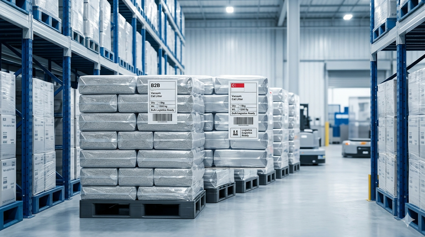 PRIMA Vacuum-sealed Eco-friendly Cat Litter Pallets for Singapore B2B Pet Supply Procurement
